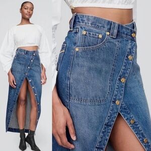 GAP x  CULT GAIA Asymmetric Blue Denim Maxi Skirt. Sz 30/10 NWT